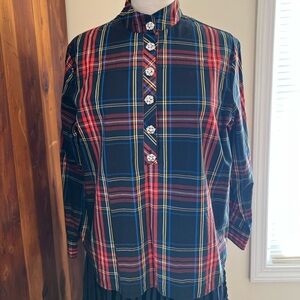 J. Crew Red and Blue Plaid Blouse size 8